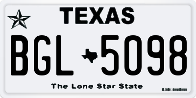 TX license plate BGL5098