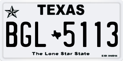 TX license plate BGL5113