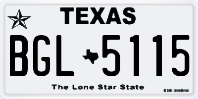 TX license plate BGL5115