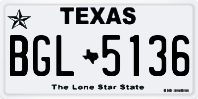 TX license plate BGL5136