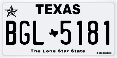 TX license plate BGL5181