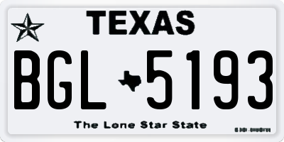 TX license plate BGL5193