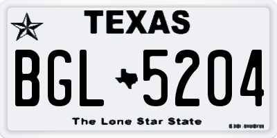 TX license plate BGL5204
