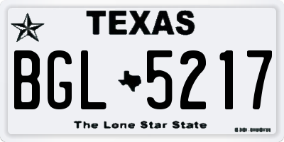 TX license plate BGL5217