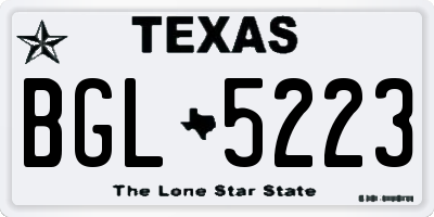 TX license plate BGL5223