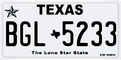 TX license plate BGL5233