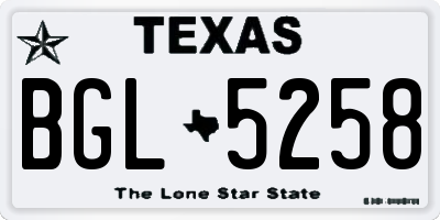 TX license plate BGL5258