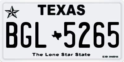 TX license plate BGL5265