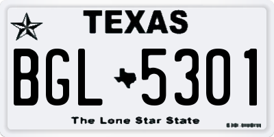 TX license plate BGL5301