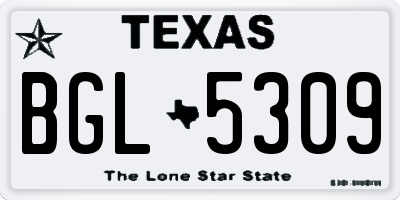 TX license plate BGL5309