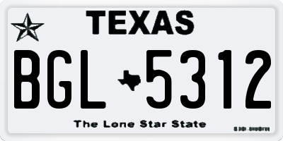 TX license plate BGL5312