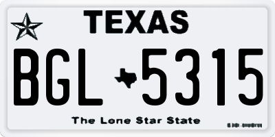 TX license plate BGL5315