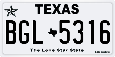 TX license plate BGL5316