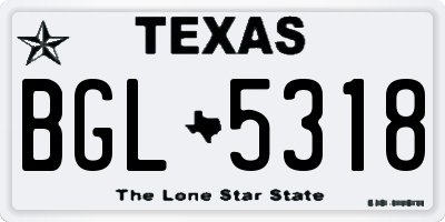 TX license plate BGL5318