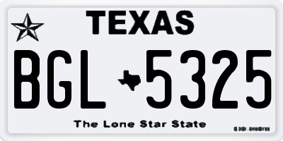 TX license plate BGL5325