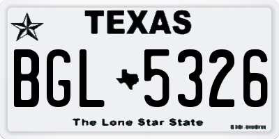 TX license plate BGL5326
