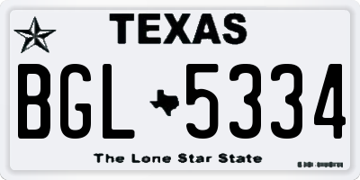 TX license plate BGL5334