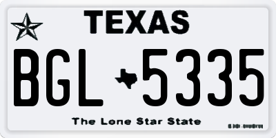 TX license plate BGL5335