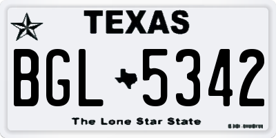 TX license plate BGL5342