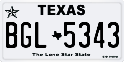 TX license plate BGL5343