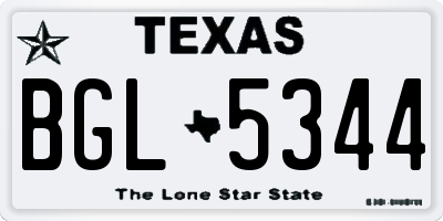 TX license plate BGL5344