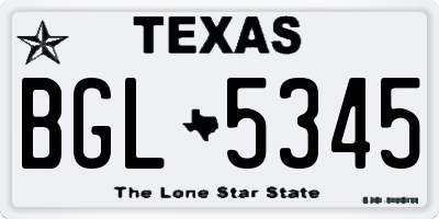 TX license plate BGL5345