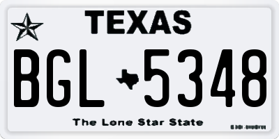 TX license plate BGL5348