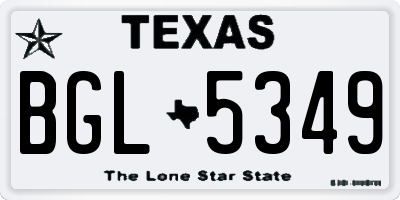 TX license plate BGL5349