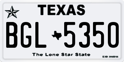 TX license plate BGL5350