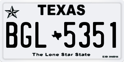 TX license plate BGL5351