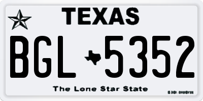 TX license plate BGL5352