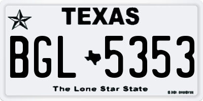 TX license plate BGL5353