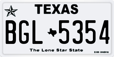 TX license plate BGL5354