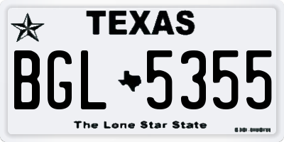 TX license plate BGL5355