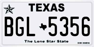 TX license plate BGL5356