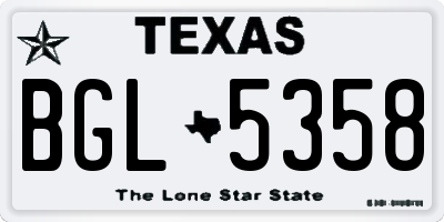 TX license plate BGL5358