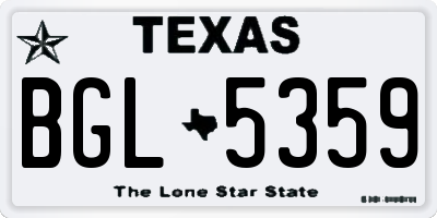 TX license plate BGL5359