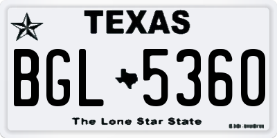 TX license plate BGL5360