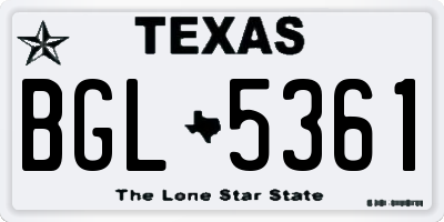 TX license plate BGL5361