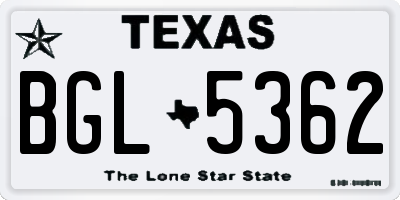 TX license plate BGL5362