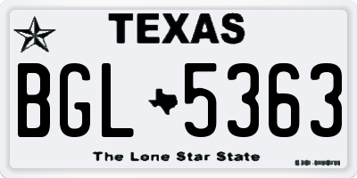 TX license plate BGL5363
