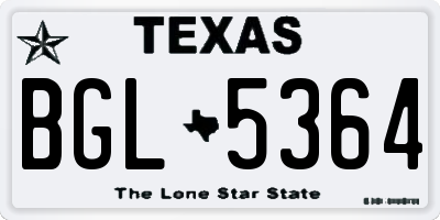 TX license plate BGL5364