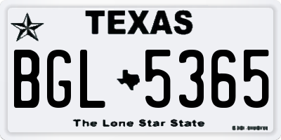 TX license plate BGL5365
