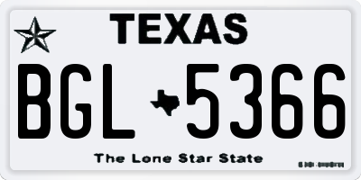 TX license plate BGL5366