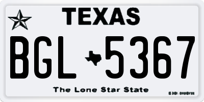 TX license plate BGL5367