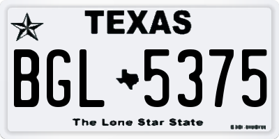 TX license plate BGL5375