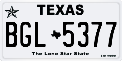 TX license plate BGL5377