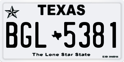 TX license plate BGL5381
