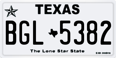 TX license plate BGL5382