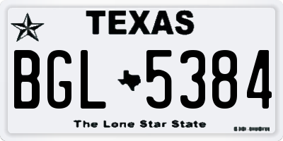 TX license plate BGL5384